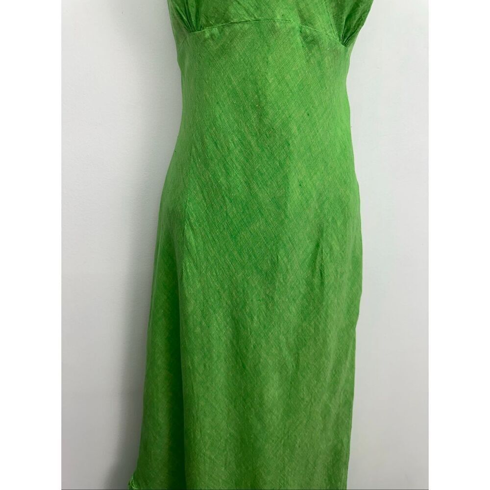 Banana Republic Women’s Y2K Spring Green Linen Spaghetti Strap Asymmetrical Hem - Picture 9 of 12